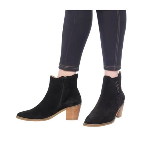 Bueno Womens Veronika Bootie EU 37 US 6.5-7 Black Suede Leather Ankle NIB - Picture 3 of 13